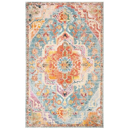 Safavieh 11 x 16 ft. Crystal Power Loomed Rectangle Area Rug Orange & Teal CRS501K-1116